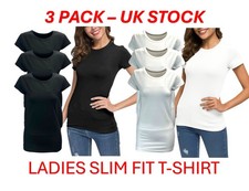 3 PACK Womens Ladies Girls T Shirt Tee Slim Fit Short Sleeve Top Summer Soft NEW Women's T-shirt price