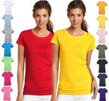NEW WOMEN'S GIRLS PLAIN T SHIRT CREW NECK SUMMER T-SHIRT 100% COTTON UK 8 - 22 Women's T-shirt price