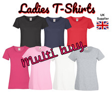 Ladies Plain T-Shirt / Fruit of the Loom Value weight top Tee woman Women's T-shirt price