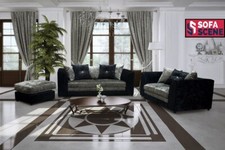 Crushed Velvet Sofas Black Silver Swivel Armchair 3 2 Seater Fabric Vegas Chairs Three-Seater Sofa price