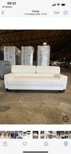 New Boxed Three Seater Sofa White Faux Leather Modern Design Three-Seater Sofa price