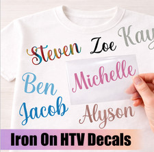 Personalised Iron On Names HTV Vinyl Decals Transfer Fabric Clothes Bag Shirt FC Modest Clothing price