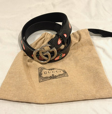Gucci GG Marmont Black Leather Supreme Bees Belt - size 85/34 Men's Belt price