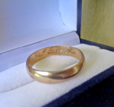 9ct Gold Wedding Ring Yellow Gold Band hm c1990s London Berker Bros  size O to P Gold Wedding Band price