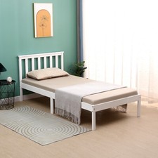 SINGLE BED PINE FRAME 3ft WHITE WOODEN SHAKER STYLE BEDROOM FURNITURE Bed price