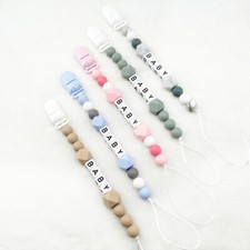 Personalised Name Dummy Clips Silicone Pacifier Clip Soother Holder Shower Gifts Dummy price