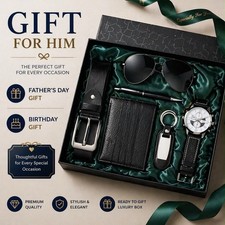 Luxury Men’s Gift Set Watch Sunglasses Wallet Belt Gift Box Father’s Day Present Men's Watch, Belt and Wallet Sets price