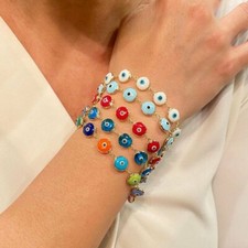 Turkish Hamsa Blue Evil Eye Lucky Bracelet Bangle Charm Women Men Jewellery Gift Baby Evil Eye Beads price