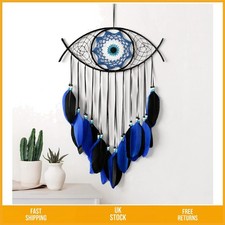 Elegant Hand-Woven Blue Macrame Evil Eye Dream Catcher Wall Decor 58 x 36cm Baby Evil Eye Beads price