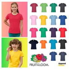 Girls Kids Fruit Of The Loom Children Summer T-Shirt Plain Fitted Casual Tee Girls' T-shirt price