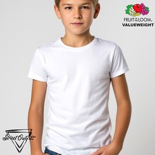 Cotton Kids Plain Short Sleeve T-shirt Tee Fruit Loom Boys Girls Top Valueweight Girls' T-shirt price