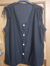 Women’s Black Knit Tank Top V-Neck Sleeveless Button Detail Stretch XXL Women's Tank Top price