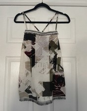 NEXT Women’s Multicoloured Abstract Print Fringe Trim Cami Tank Top UK 14 Women's Tank Top price