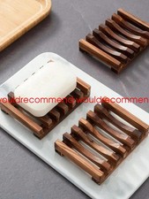 Natural Bamboo Wooden Soap Dish Holder Draining Tray Storage Rack Bathroom Sink Soap Dish price