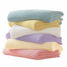 100% Cotton Cellular Extra Soft Baby Unisex Blanket For Cot Pram Moses Basket Baby Blanket price