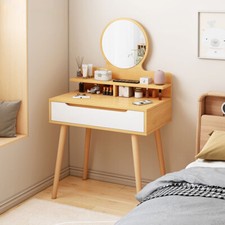 Dressing Table Vanity Desk W/ Mirror & Drawer Makeup Dresser Desk Open Shelf Dresser / Vanity Table price