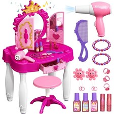 Kids Vanity Table & Chair Set Toy- Princess Glamour Makeup Dresser for Girls and Dresser / Vanity Table price