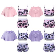 UK Girls Fitness Crop Top Exercise Vest Tracksuits Youth Outfits Sports Workout Girls' Tracksuit price
