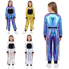 Girls Set Metallic Tracksuits Sports Outfits Multi-Pocket Casual Top Team Party Girls' Tracksuit price