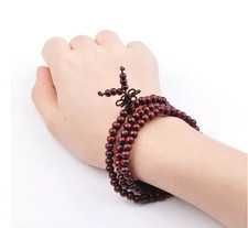 108 Beads 6mm Natural Sandalwood Buddhist Prayer Tibetan Mala Bracelet Necklace Prayer Beads price
