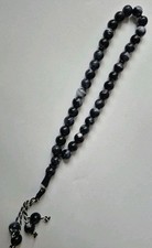 Quality Tasbeeh Faux Marble 33 Beads Large (10mm) Muslim Prayer Rosary - BLACK Prayer Beads price