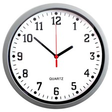 Silver Quartz Wall Clock 9" Round Bold Numerals Home Kitchen Bedroom Living Room Wall Clock price