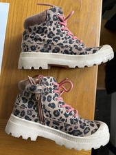 Next Leopard Animal Print Brown Pink Laces Zip Up Size 10 Kids Girls Shoes Boots Girls' Casual Shoes price