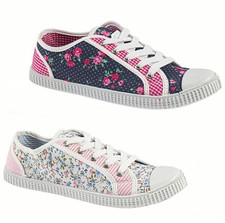 KIDS TRAINERS CHILDRENS GIRLS CANVAS CASUAL SCHOOL SHOES PUMPS PLIMSOLLS DOLLY Girls' Casual Shoes price