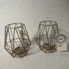 Wilko Sahara Decroative Geometric Wire Gold Tea Light Candle Holder X2 Brand New Candle Holder price