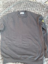 Stone Island Men's Pullover Crew Neck Cotton Fleece Sweatshirt Black L Logo Men's Sweatshirt price