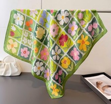 Wildflower Garden Impasto Silk Scarf – Sage Green Headscarf price