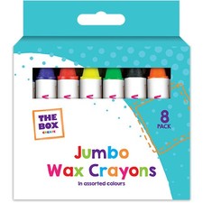 Jumbo Wax Crayons 8 Pack - Assorted Colours Bright Non Toxic Kids Art Crafts Wax Crayons price