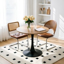 70CM Wooden Round Dining Table Industrial Kitchen Table w/ Metal Pedestal Dining & Kitchen Table price