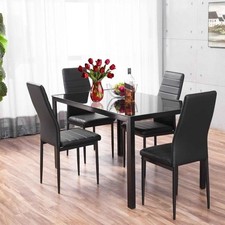 Metal Dining Table Set With 4 / 6 Pu Leather Chair Seat Kitchen Room Furniture Dining & Kitchen Table price