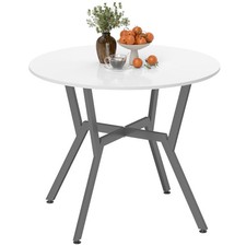 HOMCOM Small Kitchen Table with Black Steel Legs, Dining Table, High Gloss White Dining & Kitchen Table price