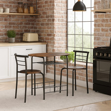 3 Pcs Dining Table 2 Chairs Set Kitchen Breakfast Furniture Compact Space Saving Dining & Kitchen Table price