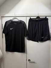 Men’s black and grey slim fit DRI-FIT T-shirt and short set  size - large Men's Tracksuit price