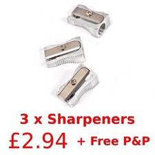 Offer - 3 x Metal Pencil Sharpeners - Art Writing Drawing School Office Project Pencil Sharpener price