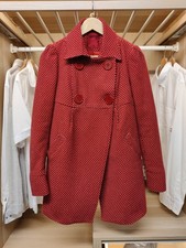 STRADIVARIUS OVERCOAT JACKET SMALL RED POLKA DOT DOLLY DOUBLE BREASTED WOMENS Women's Overcoat price