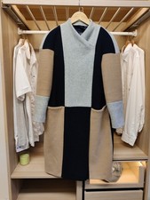 MARKS & SPENCER OVERCOAT coat UK 10 MULTI COLOURBLOCK COLLARLESS POPPER WOMENS Women's Overcoat price
