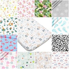 COT FITTED SHEET PATTERNED 100% cotton BED COVER 60x120 70x140  jungle flowers Cot price