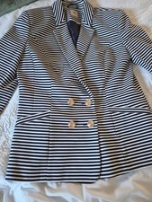 Navy and white striped blazer. size 14. fitted style. Double breasted Women's Jacket price
