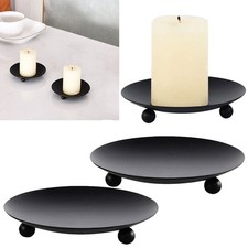 2Pcs Candle Holders for Pillar Candles Vintage 11cm Iron Candle Plate Tray Black Candle Holder price