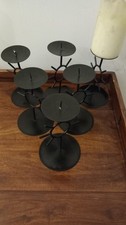 A Set of 6 Modern Sunburst Black Metal Piller Candle Holders with Spike Top New Candle Holder price
