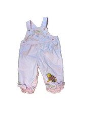 Vintage Pooh 100 Acre Collection Pink Overalls Ruffles 6/9 Months Flowers Piglet Baby Bodysuit price