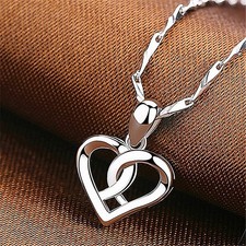 Twist Heart Pendant 925 Sterling Silver Chain Necklace Womens Jewellery Gift UK Silver Necklace price