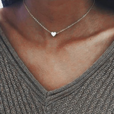 Silver Tiny Heart Choker Necklace Small Love Pendant Women Jewellery Silver Necklace price
