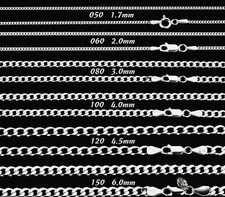 Genuine 925 Sterling Silver Curb Chain Necklace Lobster Clasp 16"-30" Gifts UK Silver Necklace price