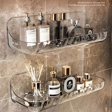 Acrylic Bathroom Shelf No Drill Shower Organizer Wall Mounted Storage Rack UK Bathroom Shelf price