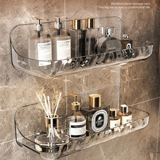 Acrylic Bathroom Shelf No Drill Shower Organizer Wall Mounted Storage Rack UK Bathroom Shelf price